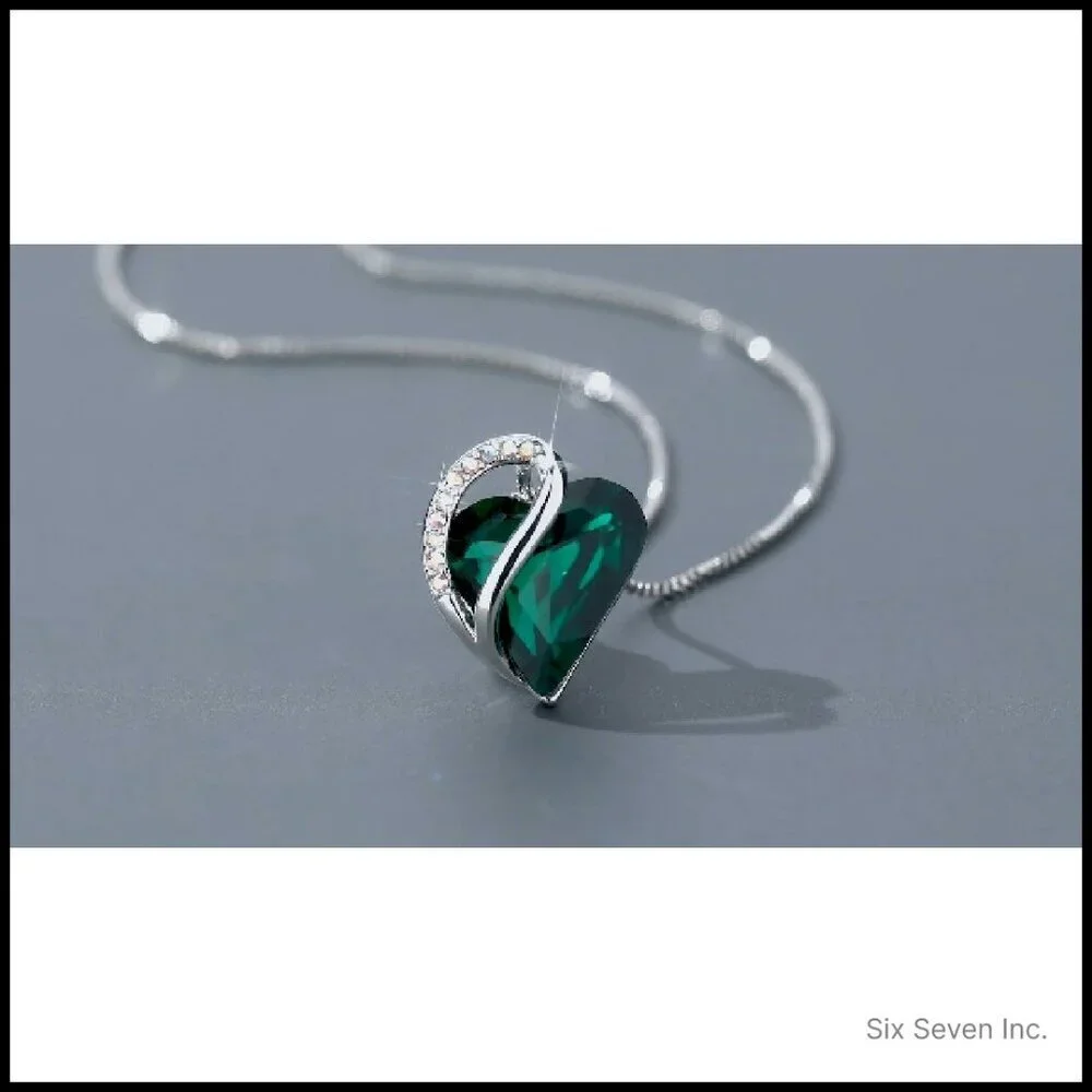 Elegant Infinity Heart Crystal Pendant Necklace Silver Plated Adjustable Chain